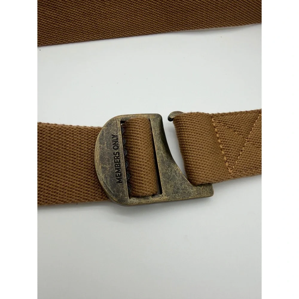Members Only Mens Brown Webbed Belt G-Hook Buckle Adjustable 3BT9274M